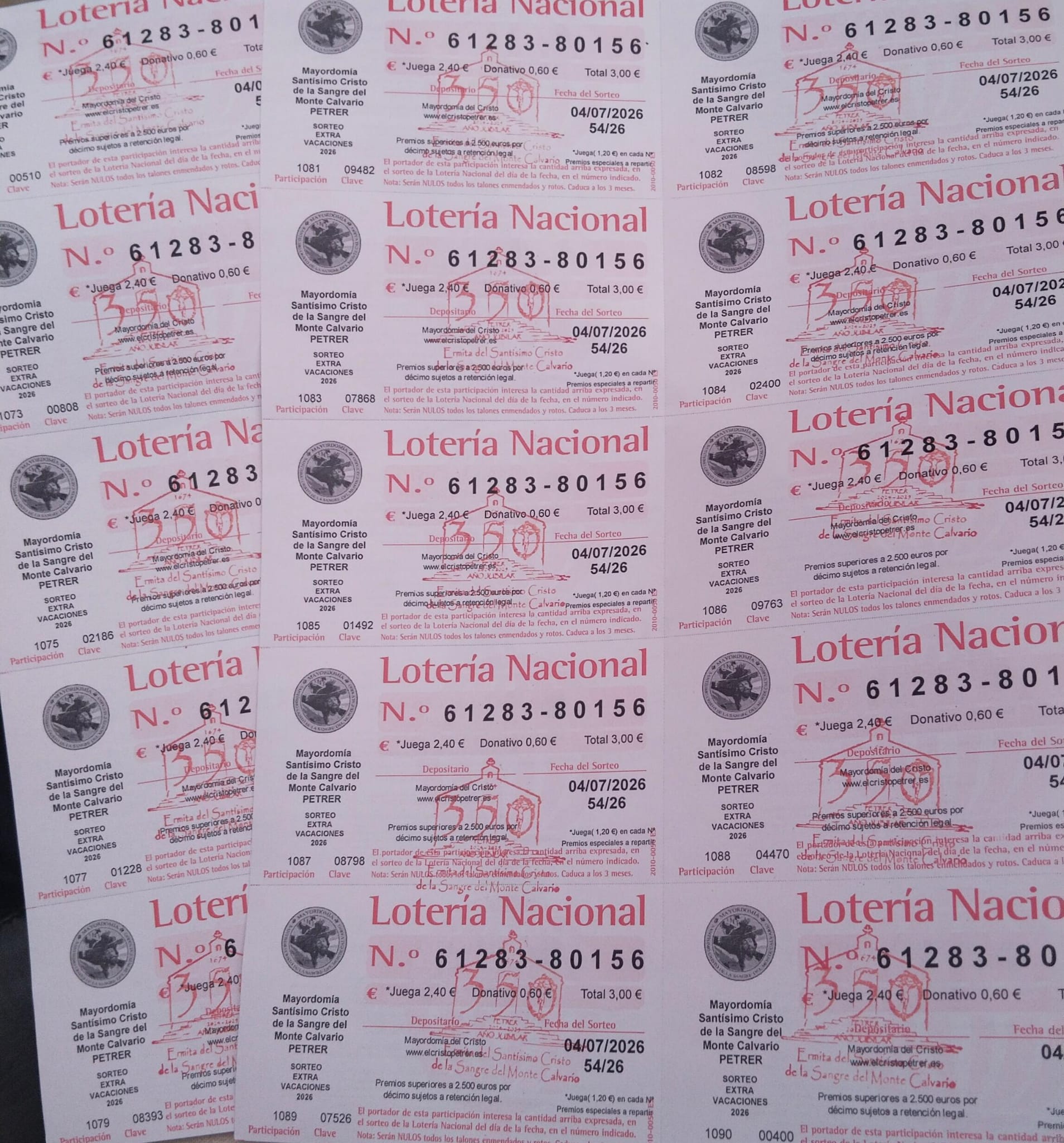 Lotería del Cristo · Sorteo Extra de Verano